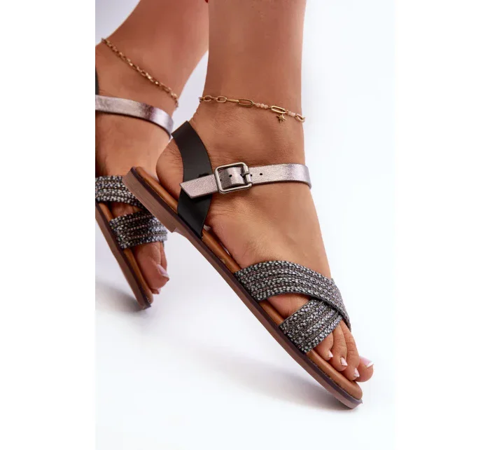 Dámské ploché sandály S.Barski černá Dámské ploché sandály S.Barski černá