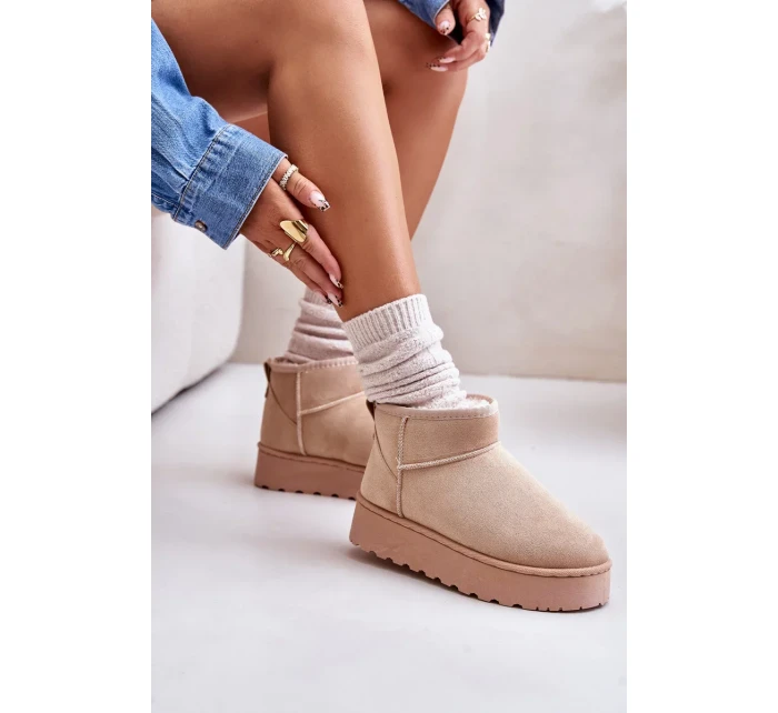 Sněhule Dámské Na Platformě Zateplené Kožíškem Béžové Xamella Sněhule Dámské Na Platformě Zateplené Kožíškem Béžové Xamella