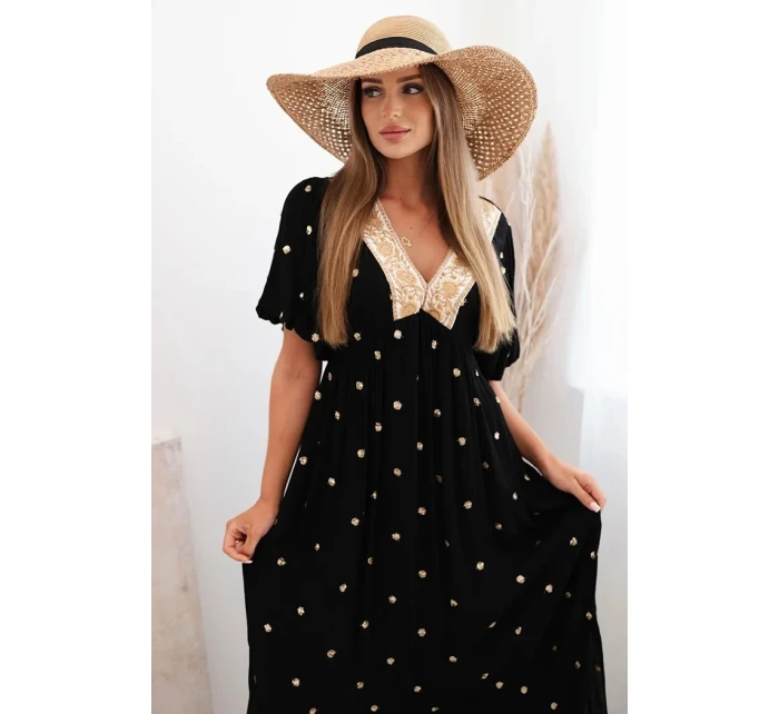 Dámské viskózové šaty se zavazováním na zádech černý