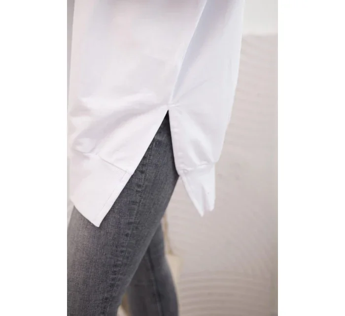 Dámská bavlněná mikina se širokým lemem dole bílá