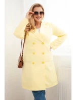 Dámský kabát Plus Size model 21959208 s límcem žlutý - K-Fashion
