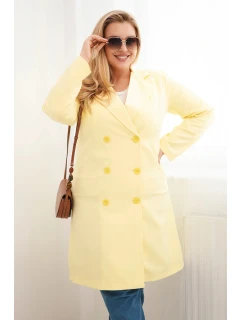 Dámský kabát Plus Size model 21959208 s límcem žlutý - K-Fashion