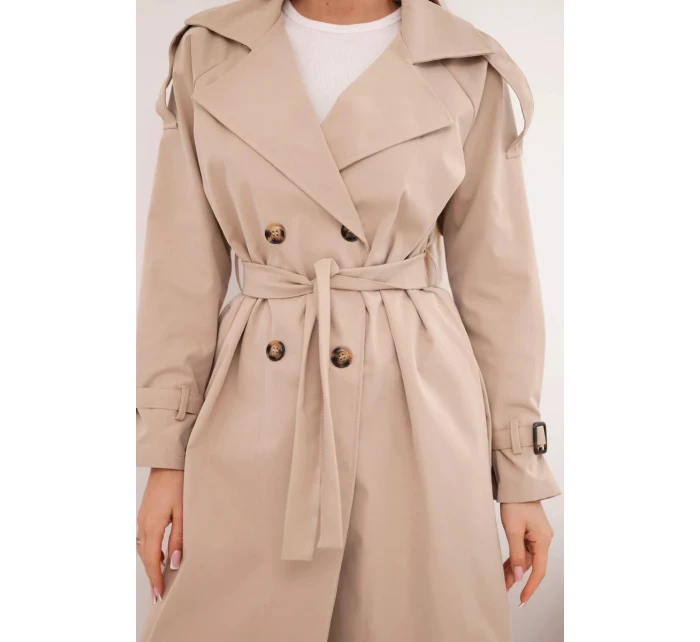 Dámský kabát v pase s límcem camelový Dámský kabát v pase s límcem camelový