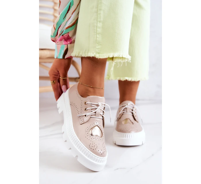 Kožené Boty S Srdce Béžová model 21577187 - Boto