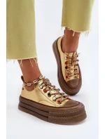 Dámské tenisky na platformě model 21650185 Zlaté - Goe