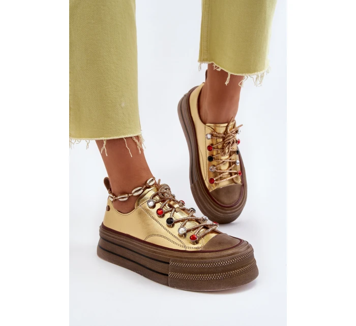 Dámské tenisky na platformě model 21650185 Zlaté - Goe