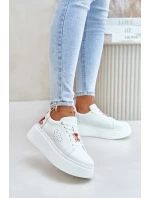 Dámské Kožené Tenisky Na Platformě S A Dekorativním  Bílé model 21675592 - VINCEZA