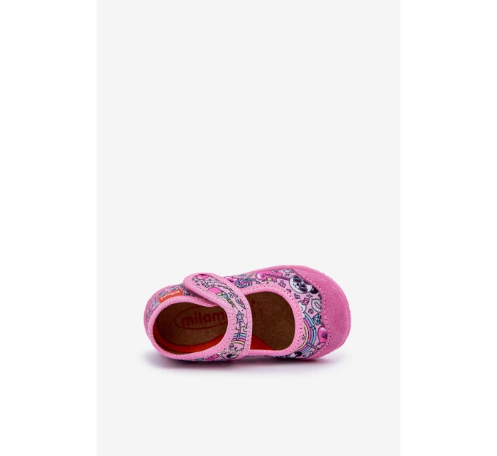Dětské pantofle na suchý zip s růžové model 21682694 - Milami