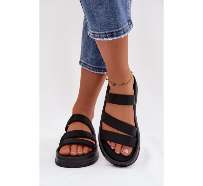 dámské pantofle na platformě s pásky Černé model 21943290 - Boto