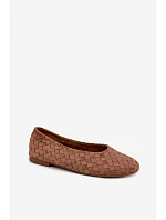 Kožené rovné baleríny Camel Larelle