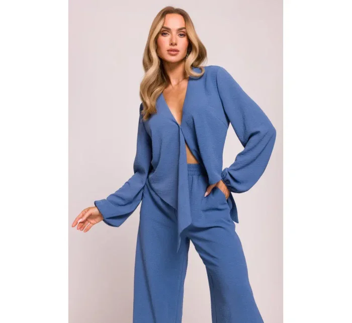 model 21136161 Crop top s vázáním vpředu džíny - Moe