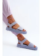 Dámské semišové sandály na platformě Big Star modrá Dámské semišové sandály na platformě Big Star modrá