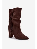 Zateplené dámské kotníkové boty na sloupkovém podpatku Darlina – čokoládové Zateplené dámské kotníkové boty na sloupkovém podpatku Darlina – čokoládové
