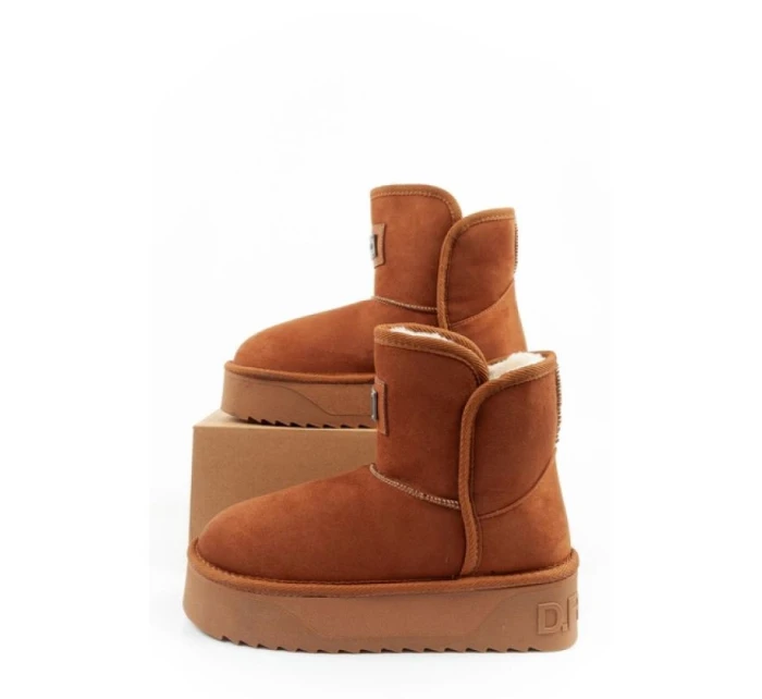 D.Franklin dámské sněhule zimní módní kožešinové zateplené boty hnědé dámské
