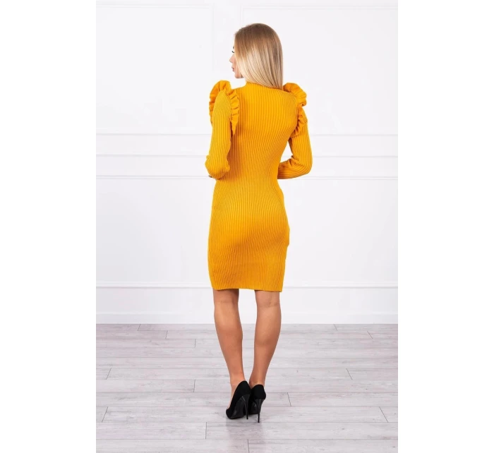 Přiléhavé svetrové šaty s knoflíky hořčicové barvy Přiléhavé svetrové šaty s knoflíky hořčicové barvy