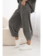 Bavlněný komplet halenka + kalhoty Grafit Bavlněný komplet halenka + kalhoty Grafit