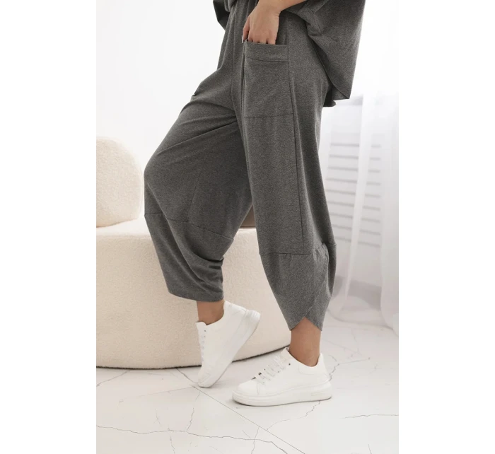 Bavlněný komplet halenka + kalhoty Grafit Bavlněný komplet halenka + kalhoty Grafit