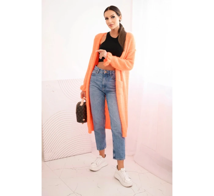 Dámský kardigan s vlnou v  růžový model 21402220 - K-Fashion