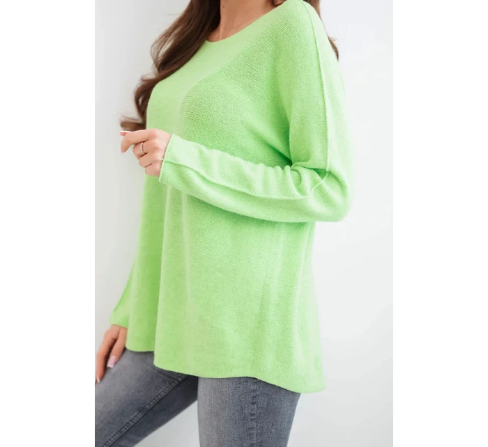 Dámský svetr z viskózy s dlouhým rukávem a kulatým výstřihem jablkový Dámský svetr z viskózy s dlouhým rukávem a kulatým výstřihem jablkový