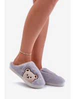 Dámské chlupaté pantofle s medvědem šedé Fiorinella Dámské chlupaté pantofle s medvědem šedé Fiorinella