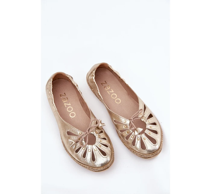Ploché baleríny z přírodní kůže Zazoo 10179 zlaté