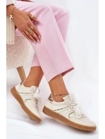 Nízké Dámské Tenisky S Krajkou Leopardí Béžové Zielle