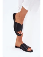 Dámské Pantofle Z Eko Kůže Na Plochém Podpatku Černé Kalimira Dámské Pantofle Z Eko Kůže Na Plochém Podpatku Černé Kalimira