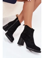 Semišové kožené dámské boty na podpatku Vinceza 91142 Černé Semišové kožené dámské boty na podpatku Vinceza 91142 Černé