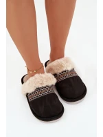 Dámské pantofle s kožíškem a výšivkou Černé Devianne