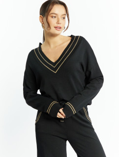 Svetry a kardigany Dámský svetr s model 19691485 zdobením Black - Monnari