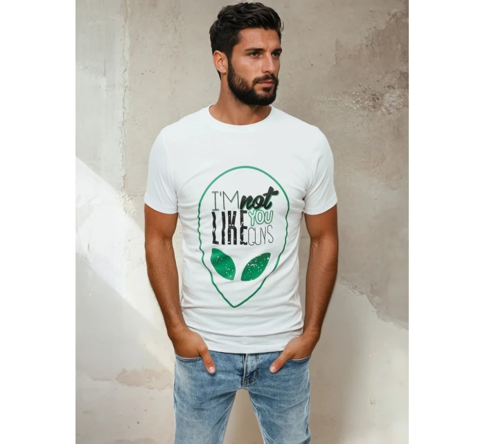 Pánské bílé tričko s potiskem FashionStreet RX4154