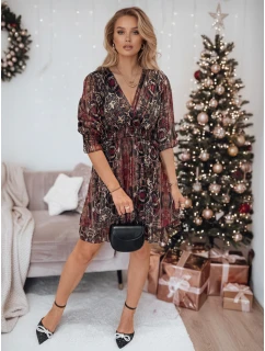 Jedna velikost VELVETIA šaty bordó FashionStreet EY2544