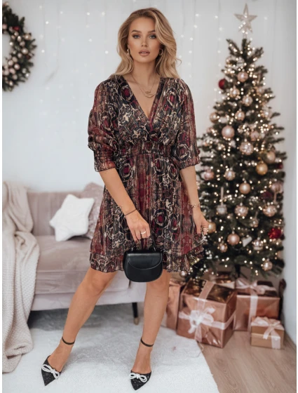 Jedna velikost VELVETIA šaty bordó FashionStreet EY2544