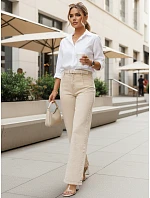 Jeansy damskie wide leg z wysokim stanem beżowe model 22120950 - FashionStreet