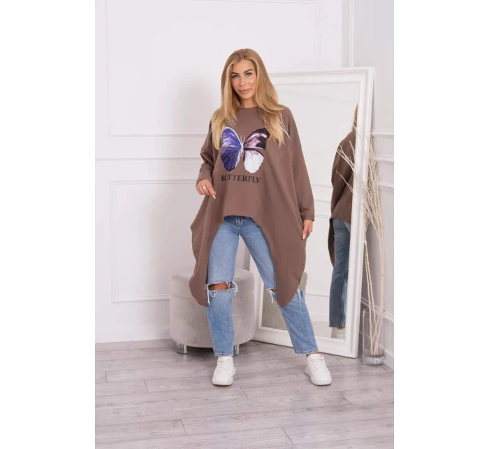 Halenka s oversize potiskem mocca