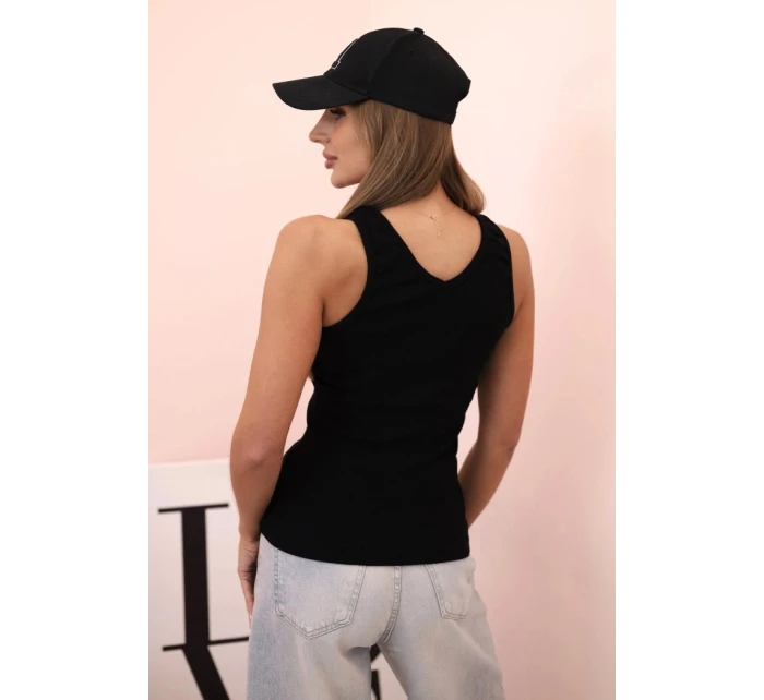 Top dámský bavlněný na ramínkách s výstřihem do V černá Top dámský bavlněný na ramínkách s výstřihem do V černá