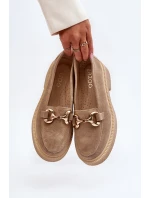 model 21652511 Semišové Dámské Mokasíny S Ozdobou Beige - Zazoo