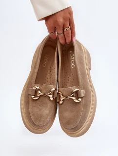 model 21652511 Semišové Dámské Mokasíny S Ozdobou Beige - Zazoo