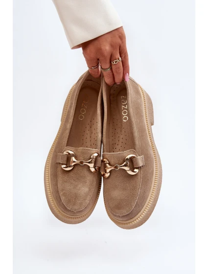 model 21652511 Semišové Dámské Mokasíny S Ozdobou Beige - Zazoo
