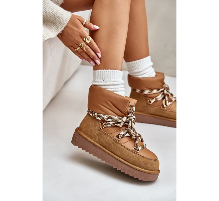 Dámské Sněhule Z Hladké Kůže S Šněrováním  Hnědé model 21674744 - D.Franklin