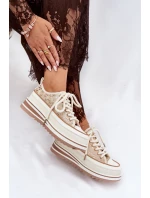 Dámské Tenisky Na Masivní Platformě S.Barski BF51-101 Béžové Dámské Tenisky Na Masivní Platformě S.Barski BF51-101 Béžové