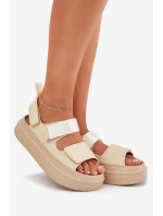 Dámské sandály na platformě se suchým zipem béžové model 21696233 - Boto Dámské sandály na platformě se suchým zipem béžové model 21696233 - Boto