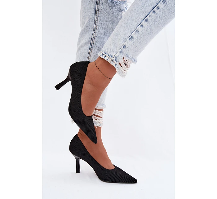 Materiálové Podpatky Lodičky Černé model 22102879 - Boto Materiálové Podpatky Lodičky Černé model 22102879 - Boto