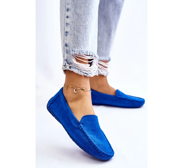 Dámské Semišové Mokasíny Modre Morreno