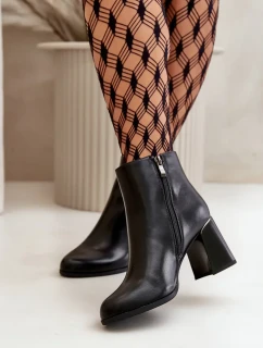 Hladké Dámské Kotníkové Boty Na Podpatku Z Eko Semiše Zateplené Černé Milisea