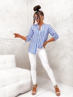 Světle modro-bílá pruhovaná košilová halenka (739)