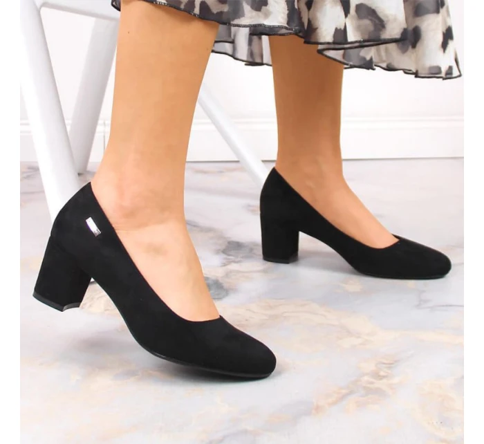 Sergio Leone W SK314D černé semišové lodičky na podpatku