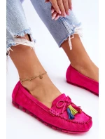 Semišové Mokasíny S Mašlí A Třásněmi Fuchsie Dorine