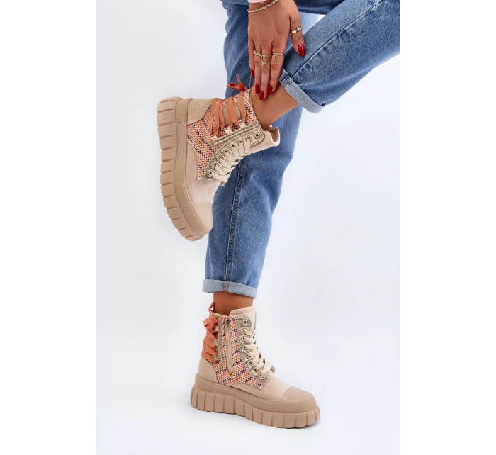 Vysoké Semišové Tenisky Bežové model 21650673 - Boto Vysoké Semišové Tenisky Bežové model 21650673 - Boto