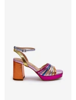 Dámské sandály na podpatku D&A CR920 Multikolor